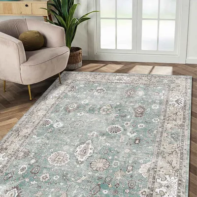 Produktbild von bamyum Zuleo Bedruckter Teppich Chenille-Druck Maschinell Hergestellt 200x300 cm, Teppich Wohnzimmer, Vintage Teppich Schlafzimmer, Antibakteriell