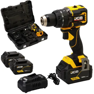 Produktbild von JCB Professional Akku-Schlagbohrschrauber 18PCD-75-5 | 18 V | 75 Nm | 25+3 Drehmomentstufen | 2-Gang | 2x 5 Ah Akku-Starterset | LED-Arbeitslicht