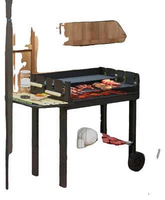 Obrázek produktu pro Gril, přenosný design, nastavitelné výšky grilovací plochy, černá barva