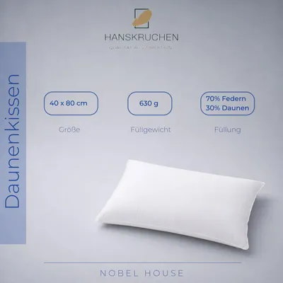 Zdjęcie produktu dla HANSKRUCHEN Poduszka puchowa Nobel House średnia 40x80 cm