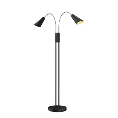 Produktbild von Lucande Stehlampe Medira, schwarz, 2-flg., verstellbar, GU10