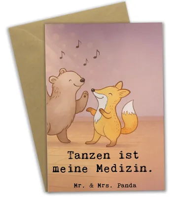 Produktbild von Mr. & Mrs. Panda Grußkarte Hase Tanzen Design - Weiß - Geschenk, Tanzkurs, Beileidskarte, Tanzschule, Grußkarten, osterkarte, gehen, einladungskarten, weihnachtskarten