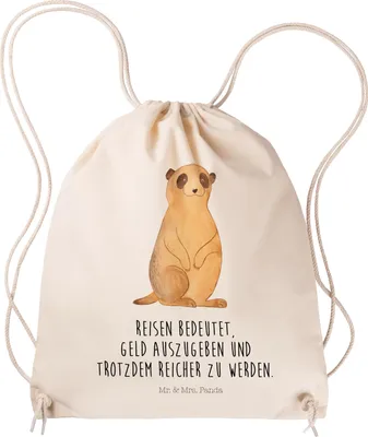 Produktbild von Mr. & Mrs. Panda Jutebeutel Erdmännchen - Transparent - Geschenk, Spruch, Stoffbeutel, Reisen, Turnbeutel, Traveling, gym tasche, Weltreise, Afrika, wander rucksack