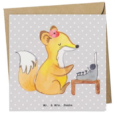 Produktbild von Mr. & Mrs. Panda Grußkarte Sekretärin Herz - Grau Pastell - Geschenk, Klappkarte, Glückwunschkarte, faltkarte, anlasskarte, doppelkarte