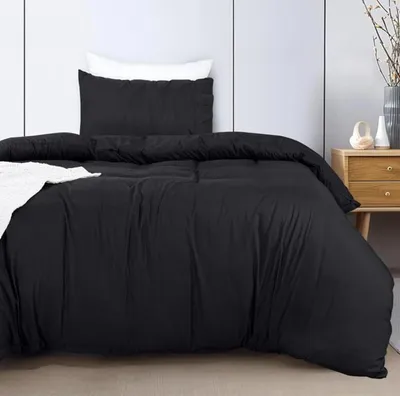 Produktbild von Unyqoos® Bettwäsche-Set aus Mikrofaserpolyester mit Reißverschluss und Umschlag in Schwarz