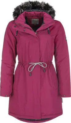 Produktbild von Coastguard Damen Kurzmantel mit abnehmbarer Kapuze mit Pelzimitat – Regenmantel Jacke mit Taillenzug in Hortensie Größe 42