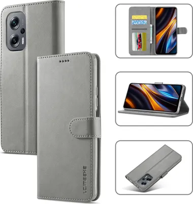 Produktbild von Xiaomi Poco M5 Hülle, Klapphüllen Brieftasche Leder Magnetverschluss Ständer Schutzhülle für Xiaomi Poco M5 / Poco M4 5G Gris