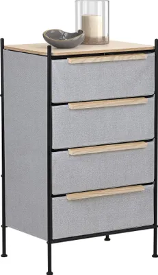 Produktbild von ML-Design Kommode mit 4 Schubladen aus Stoff, 58x98x42,5 cm, Grau, Schubladenschrank mit MDF-Platte und Stahlrahmen, Stoffschrank Kommodenschrank