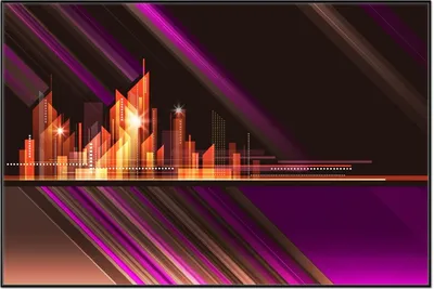 Produktbild von Wallario Wandbild Abstrakte Skyline einer modernen Stadt, Größe: 61 x 91,50 cm, Poster mit schwarzem Aluminiumrahmen