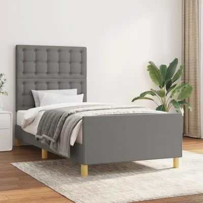 Productafbeelding van Maison Exclusive - Bedframe met hoofdeinde, donkergrijs, 90x200 cm, gestoffeerd