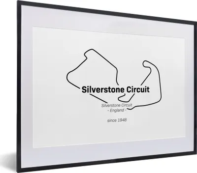 Produktbild von MuchoWow® Gerahmtes Poster Formel 1 - Silverstone - Rennstrecke 40x30 cm - Poster mit Schwarzem Bilderrahmen Wandposter Rahmen Foto Bilder - Bilderrahmen - Poster im Rahmen