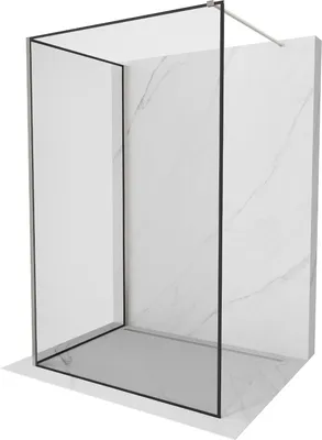 Produktbild von Mexen Kioto Duschwand Walk-in 120 x 110 cm, schwarzes Muster, gebürstetes Nickel - 800-120-212-97-70-110