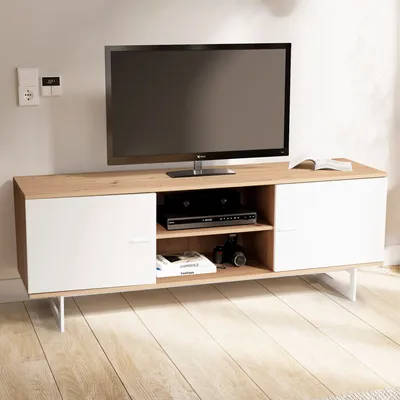 Obrázek produktu pro Lowboard FineBuy TV skříňka 150 cm TV komoda TV skříňka dubové dveře