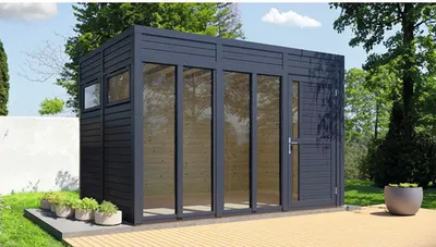 Produktbild von Drevený záhradný domček Bertilo Cubo 3 Office antracit 336x234 cm