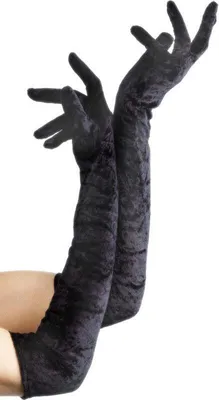 Produktbild von Schwarze veloursamt Handschuhe 53cm
