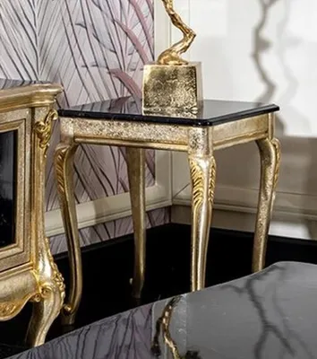 Produktbild von Casa Padrino Luxus Barock Beistelltisch Schwarz / Silber / Gold H. 60 cm - Barock Möbel