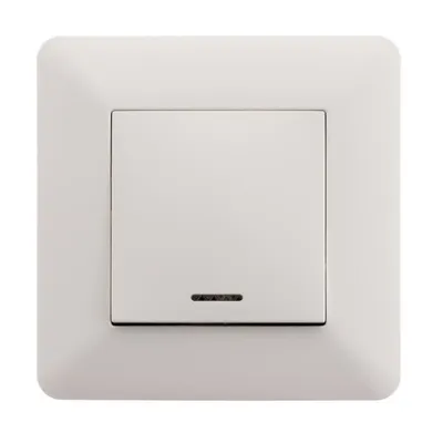 Produktbild von Druckschalter mit LED, 86x86 mm Deckplatte, 10A Maximalstrom, 2300W Leistung, Unterputz