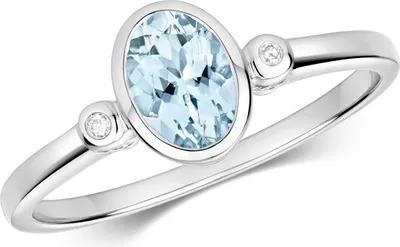 Produktbild von Funkelndes Feuer Moderner 9 Karat (375) Weißgold Damen - Diamant Ring Brillant-Schliff H - PK mit Aquamarin, 55 (17.5); TRS35635RSO