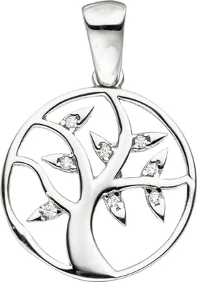 Produktbild von Anhänger Lebensbaum aus echtem 925 Silber mit Zirkonia Silberanhänger