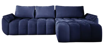 Produktbild von E-ZIMPAZ Ecksofa mit Schlaffunktion und Bettkasten CALVANI 185x282 cm, Eckcouch L-Form, Polsterecke, Sofa Samtstoff - Dunkelblau MH77