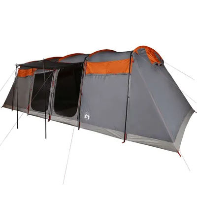 Image de Tente familiale tunnel 8 personnes gris et orange imperméable