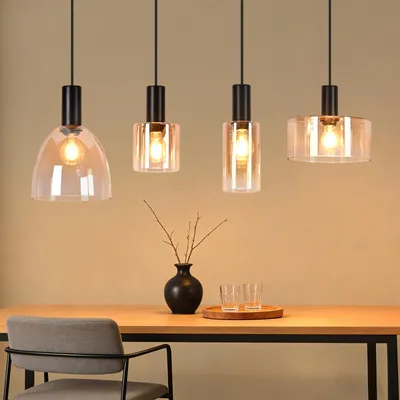 Produktbild von ZMH Pendellampe Esstisch Hängelampe 4 Flammig Glas Hängeleuchte Küchenlampe E27 Esszimmerlampe Industrial Höhenverstellbar für Wohnzimmer Esstisch