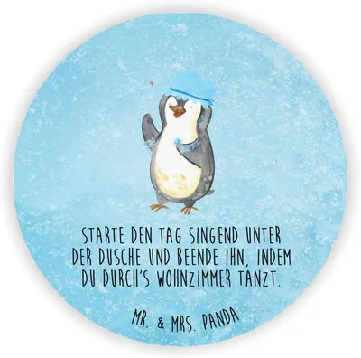 Produktbild von Mr. & Mrs. Panda magnet Pinguin Duschen - Eisblau - Geschenk, Motivation, Baden, pinnwand, Pinguine, Singen, Duschkonzert, für kühlschrank, haftmagnet, Kühlschrankmagnet