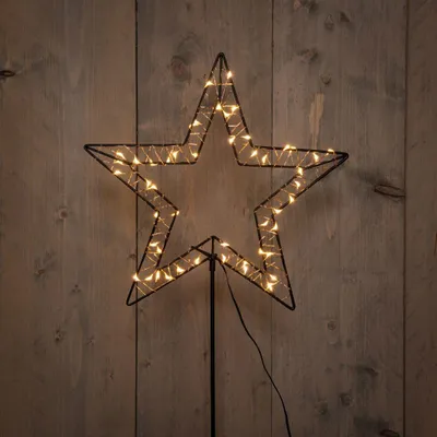 Produktbild von Anna's Collection LED Gartenstecker Stern 50 LEDs classic warmweiß 31x90cm Timer Batterie