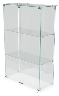 Produktbild von Glasvitrine - Sammlervitrine - 2 Türen - 3 Ebenen - LED-Beleuchtung - Standvitrine - 78,5 × 35 × 123,3 cm - Weiß