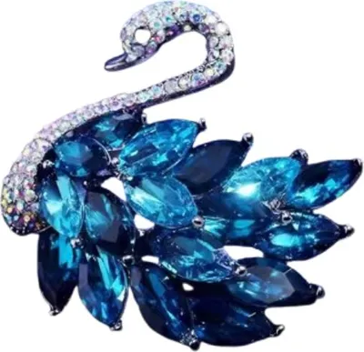 Immagine prodotto di INF Spilla a forma di cigno di cristallo Blu