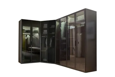 Produktbild von Eckschrank Monaco-Plus 8-Türig mit Transparentglas-Türen inkl. Zubehörpaket Platzbedarf: 235x325cm/ Höhe: 218cm