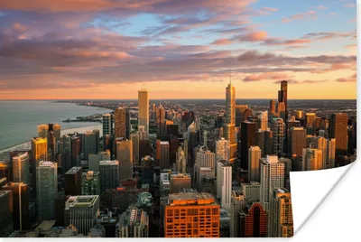 Produktbild von MuchoWow® Poster Skyline - Stadt - Wolken - Amerika 180x120 cm - Fotoplakat