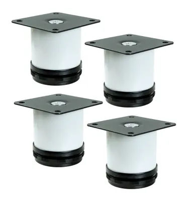 Produktbild von Verstellbare Stahlmöbelfüße 6 cm mit Montageplatte, Weiß, 4 Stück