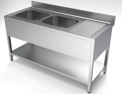 Obrázok produktu pre 700 Drezová skrinka, 2 umývadlá, spodná skrinka, 2 ľavé otvory, 1600 mm
