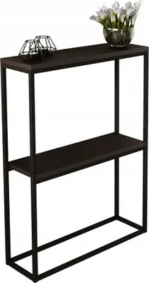 Zdjęcie produktu dla Konsola metalowa toaletka stolik półka stojąca loft czarny matowy 60x20h80