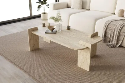Obrázok produktu pre Skye Decor, moderný konferenčný stolík z travertínu, 120 x 60 x 35 cm | 100 % melamínom potiahnutá drevotriesková doska, nohy vysoké 40 cm | Elegantný dizajn pre váš domov, rozložiteľný.