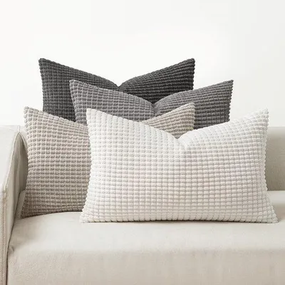Produktbild von Unyqoos Set mit 4 stilvollen grauen Kissenbezügen, 40 x 60 cm, für Sofa, Wohnzimmer und Schlafzimmer