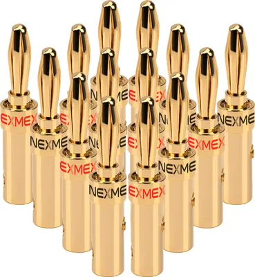 Produktbild von Bananenstecker 4mm schraubbar 14x Stecker vergoldet NEXMEX für Lautsprecherkabel