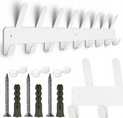 Produktbild von Wandgarderobe mit 17 Garderobenhaken Weiß  Garderobenleiste Flurgarderobe