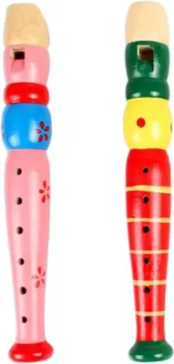 Productafbeelding van Houten Blokfluit Set voor Kinderen, Muziekles Instrument met 6 Gaten