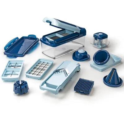 Produktbild von Genius Nicer Dicer Fusion Smart Set 16 Teile - Gemüseschneider & Spiralschneider zum Gemüse schneiden mit Twist, Slicer, Julietti aus TV-Werbung