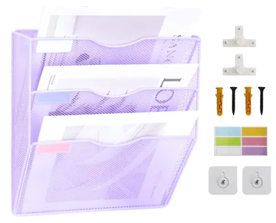 3-Fach Mesh-Wand-Organizer mit Haken, Lila