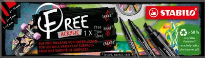 Image de STABILO 691/693/3-746 STABILO marqueur acrylique FREE, jeu de 3, noir