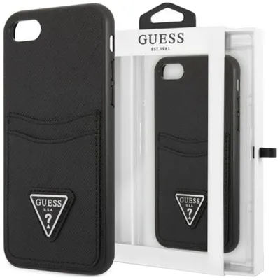 Produktbild von Case Guess Guhci8Psatpk Für Iphone 7 / 8 / Se 2020 / Se 2022 Hardcase - Schwarz Saffiano Dreieck Logo Kartenfach