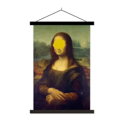 Produktbild von MuchoWow® Textilposter Mona Lisa - Leonardo da Vinci - Gelb 60x90 cm mit schwarzem Rahmen - Poster Wohnzimmer