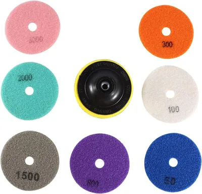 Produktbild von Polieraufsatz für Marmor und Granit, Polierpads von 50 bis 3000, Diamantscheiben für Naturstein, Nass-Diamant-Schleifscheibe Polierset für Beton, Travertin, Granit und Marmor