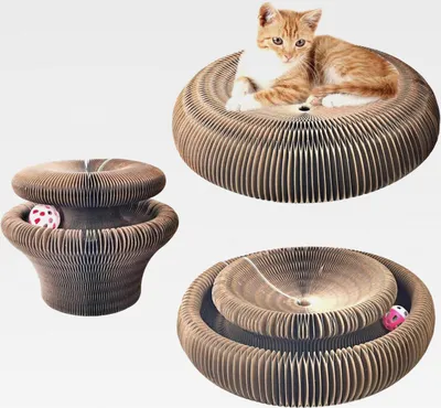Produktbild von Magic Organ Cat Scratching Board 36cm lang, Katzenspielzeug Selbstbeschäftigung aus Pappe mit Glockenball für Katzen, Katzenzubehör Indoor