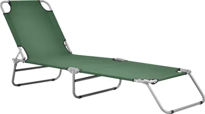 Produktbild von Sonnenliege ‘Carcao’ verstellbare Lehne klappbar Stahlgestell 186 x 55 x 24 cm Dunkelgrün