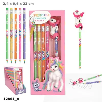 Obrázok produktu pre Ołówki tęczowe z figurką Jednorożec Ylvi 12861A