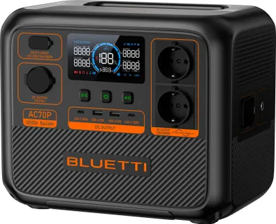 Produktbild von BLUETTI AC70P Portable Powerstation 1000W 864Wh Outdoor Camping Ladegerät 10,7kg